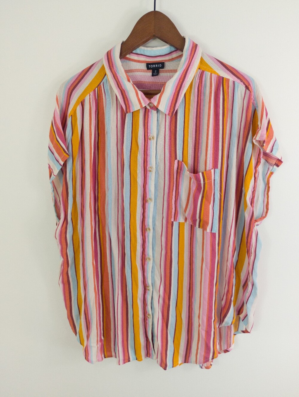 Torrid Crinkle Gauze Dolman Button Up Shirt Size 2X - Picture 2 of 7